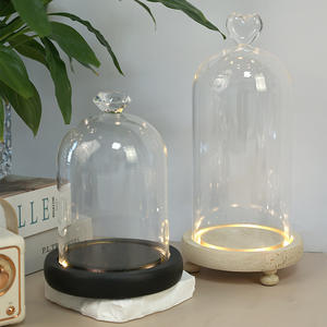 Campana <span class=keywords><strong>di</strong></span> <span class=keywords><strong>Vetro</strong></span> Decorativa Trasparente Soffiata a Mano con Base in Legno e Illuminazione LED - Product Image 5