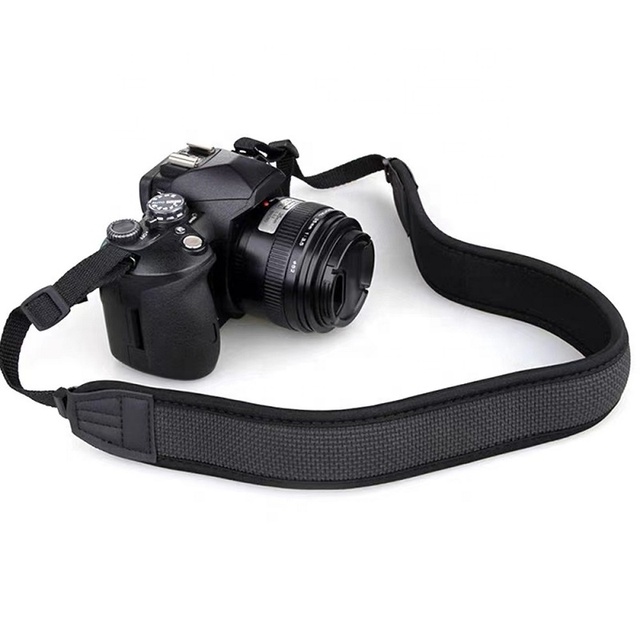 Custom logo Anti-slip Adjustable Elastic Embossed Quick Release Neoprene DSLR Camera Shoulder Neck Belt Strap