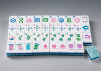 Ensemble de jeu de Mahjong américain de luxe bleu lac, kit complet de tuiles avec cartes Joker pour les rassemblements