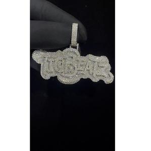 Pendentif en diamant glacé de luxe tendance avec logo personnalisé, argent sterling 925, cadeau de mariage, événement, anniversaire, bijoux - Product Image 1