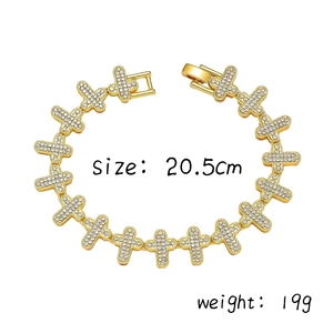 2026 Hot Selling Simple Design Geometric <b>Cross</b> <b>Chain</b> Bracelet Hiphop Alloy Gold Silver Plated Men's Bracelets Fashion Jewelry - Product Image 4
