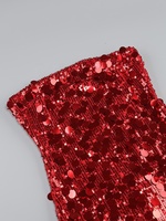 Haute qualité rouge sans bretelles moulante Mini Robe à paillettes femmes Sexy fronde mode fête Club dames robes de soirée en gros Robe