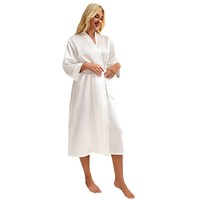 Pyjama en Soie Glacée Style Français pour Femmes, Nouveauté Sexy Robe de Nuit Longue, Peignoir Imprimé Reine, Taille Élastique Unie