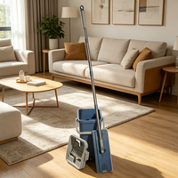 Nouvelle conception, balai plat mains libres économique pour le nettoyage domestique, balai à poussière en microfibre avec seau