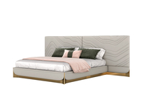 Neuestes modernes Schlafzimmer-Set Möbel Licht Luxus-Doppelbett großer Kopfbrett geeignet für Hotels und Villen