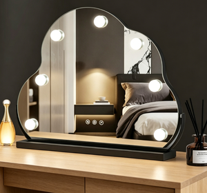 Cloud-Shaped LED Makeup Mirror Tabletop <b>Vanity</b> Mirror 12 Bulb Touch Switch 360 Rotatable Metal Frame for <b>Bedroom</b> Studio - Product Image 1