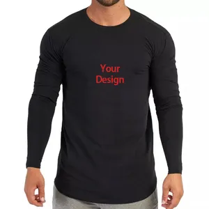 도매 인쇄 긴 소매 O 목 티셔츠 캐주얼 빈 100% 폴리 에스터 빈 망 긴 소매 t 셔츠 사용자 정의 로고