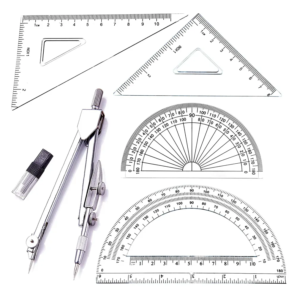 Math Geometry Kit Student Leveringen Heerser Met Tekening Kompas Voor Engineering Tekening Kompas Gradenboog Heerser