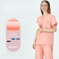 Blouse médicale élégante à petit col en V pour femmes, douce et résistante, uniforme pour salons de beauté, cliniques dentaires et médecins