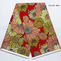 Tela Africana de Algodón con Estampado Jacquard de Cera Real de Calidad, Estilo Dobby, Diseño Flash Glod, Tela Africana para Paños