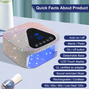 Trắng/handmade Rhinestones <span class=keywords><strong>UV</strong></span> đèn Grs chứng nhận hai tay 54 Wát 2in1 Led Nail đèn có thể sạc lại móng tay máy sấy <span class=keywords><strong>UV</strong></span> LED Đèn - Product Image 3