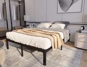 Nền Kim Loại Cao 18 Inch Khung Giường Đầy Đủ Với Lưu Trữ Tối Đa, Chống Trượt Tăng Cường Hỗ Trợ Nệm Nền Tảng, Tiếng Ồn Miễn Phí - Product Image 5