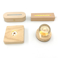 Support de base en bois poli de haute qualité avec éclairage LED pour lampe 3D en acrylique DIY, alimenté par USB