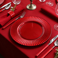 Assiette de présentation de mariage Lanques Premium en verre transparent, rouge, vert, bleu, 13 pouces, ronde, décorative, sous-assiette de service, décoration de table