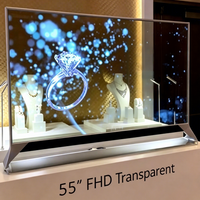 Écran OLED transparent 55'' 4K Ultra HD, panneau d'affichage OLED transparent pour vitrine de magasin de détail, signalisation numérique personnalisée