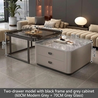 Nouvelle table basse en dalle de pierre/verre : une table basse légère, luxueuse, haut de gamme, minimaliste et portable pour les petits salons
