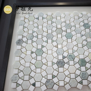 Mosaico de Mármol Natural Colorido, Diseño Mixto <span class=keywords><strong>Hexagonal</strong></span>, Cuadrado y Triangular, para Decoración de Paredes y Pisos de Cocina y Baño - Product Image 4