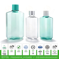 Bouteilles de bain de bouche carrées plates transparentes de 250 ml et 500 ml, certifiées FDA, REACH, RoHS, ISO14001, vides, pour soins bucco-dentaires personnels