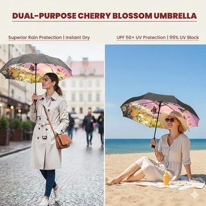 <span class=keywords><strong>Parapluie</strong></span> de voyage compact coupe-vent à ouverture/fermeture automatique, pliable, protection UPF50+, imperméable, baleines en fibre de verre, poignée en ABS - Product Image 5