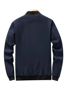 Veste universitaire élégante pour hommes-Bomber Coat léger de couleur unie avec poches zippées, parfait pour le printemps. - Product Image 2