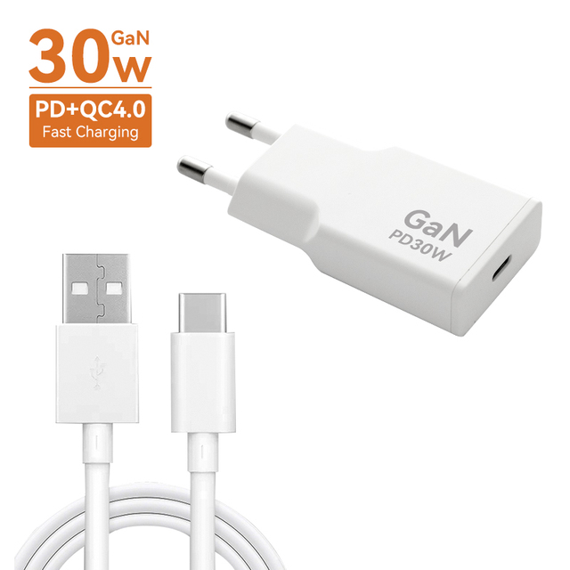 30W GaN USB-C Wall Charger with Power Delivery PD for Tablets & Phones iPhone 16/15/14/13/12/11/X for Android Phones