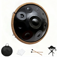 Professional 22 Inch Steel Tongue Drum for Beginners D Minor Kurd 9 Notes 440Hz Silver/Gold Handpan Percussion Instrument