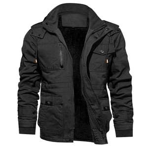 Veste bomber zippée pour homme, fourrure rétro, style robuste, avec capuche matelassée en coton et multiples poches, pour le travail, approvisionnement transfrontalier - Product Image 1