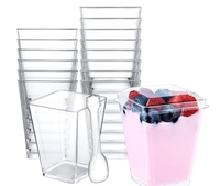 Ptpack Wegwerp Plastic Vierkante Mousse Beker Met Deksel Ijs Pudding Parfait Beker Transparante Dessertbeker