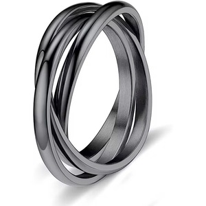 Anello Intrecciato a Tre Fasce Ipoallergenico in Acciaio Inossidabile, Anello a Tre Bande per Donne e Uomini, Opzioni Multicolore - Product Image 5