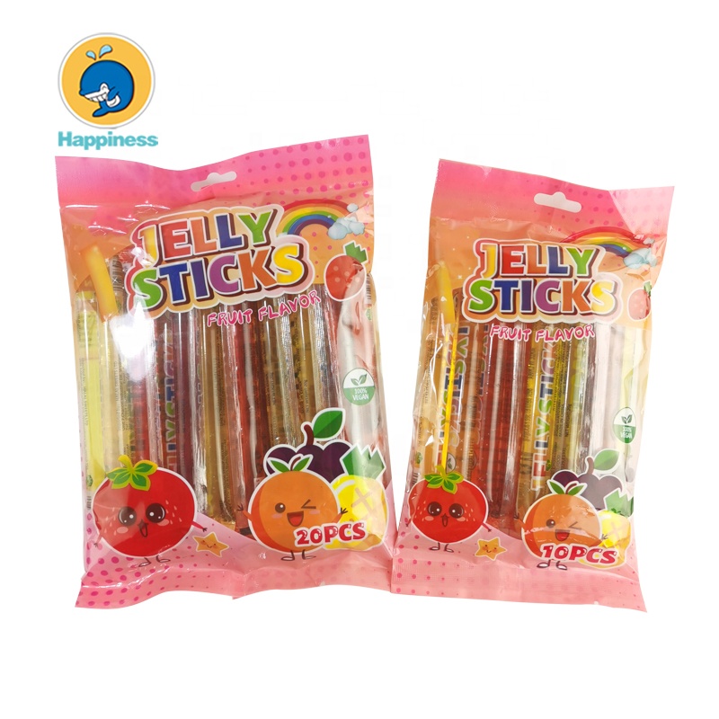 Bastoncini di gelatina di frutta assortiti lunghi dolci al gusto di frutta ice pop jelly stick candy