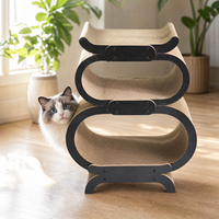 Grand grattoir pour chat en forme de gourde, lit en carton ondulé, tapis de griffage et de nettoyage des griffes, salon multi-niveaux luxueux