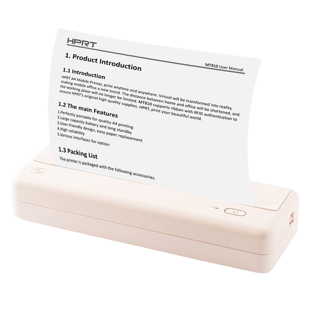 High Quality Low Priced Mini A4 Thermal Printer Smartphones Portable Mobile Office Color Interface Compatible Android