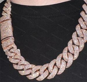 สร้อยคิวบาลิงค์ชุบทองคำขาว 20 มม. 4 แถว ประดับเพชร VVS และมอยส์ซาไนต์ สำหรับผู้ชาย - Product Image 1