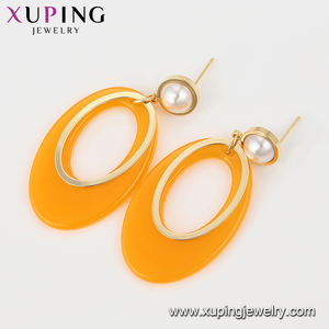 E-1044 Xuping-pendientes acrílicos con agujero ovalado, joyería de moda, diseño de 14k, color dorado - Product Image 5