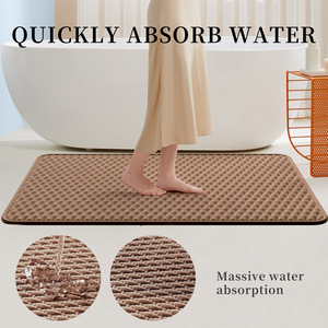 Alfombra de Baño de Terciopelo de Algodón, Rectangular, Geométrica, Absorbente, Antideslizante, Diseño Minimalista para Baño - Product Image 3