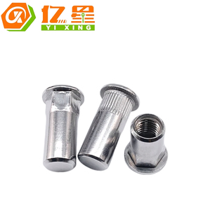 Écrous à riveter moletés à tête plate en acier inoxydable 304, norme DIN965, inserts filetés en acier au carbone, écrous à riveter aveugles à extrémité ouverte - Product Image 6