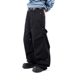 Wholesale Custom Logo Faded Washed Double Knee <b>Men's</b> <b>Pants</b> 100% Cotton High Quality Canvas Loose Classic <b>Men's</b> <b>Carpenter</b> <b>Pants</b> - Product Image 5