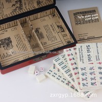 Mahjong de style antique de Pékin, version touristique en anglais, boîte complète en carton mélaminé, boîte en cuir, manuel d'instructions