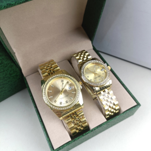 High-end Couple-themed Calendar Waterproof <strong>Watch</strong> with Diamond Inlays Perfect Dual <strong>Watch</strong> <strong>Set</strong> for Couples - Product Image 3