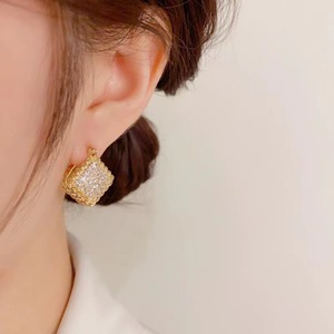 Fashionable Geometric Zircon <b>Stud</b> <b>Earrings</b> Gold A24 Micro Insert Party Jewelry - Product Image 3