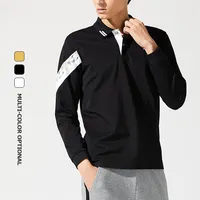 Изготовленный на заказ логотип гольф одежда мужская Осенняя футболка с длинными рукавами хлопковая рубашка поло для гольфа на каждый день; Лацканы; Эластичная футболка с длинными рукавами