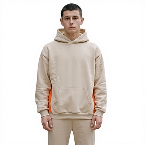 Ensemble de survêtement pour homme, couleur beige, sweat-shirt à capuche et pantalon de survêtement, tenue décontractée en deux pièces - Product Image 3