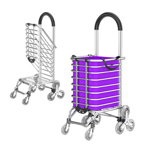 Chariot de courses pliable en alliage d'aluminium, petit, léger, à deux roues amovibles avec barre de traction, multi-usages pour l'achat de légumes - Product Image 5