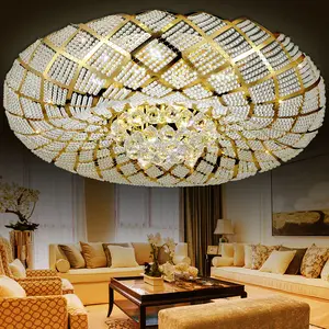 Bakır yüksek kaliteli lüks kristal yuvarlak tavan ışığı yuva oturma odası yatak otel lobisinde için uygun