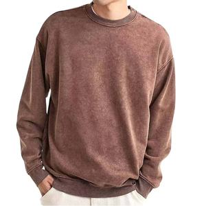 Sweat-shirts pour hommes en gros, délavés à l'acide, col rond, en molleton épais, tendance, pour l'hiver - Product Image 4