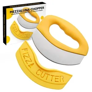 Tiện ích nhà bếp nướng công cụ thép không gỉ thực phẩm Chopper Mini Pizza Rocker dao Slicer cắt bánh xe với bảo vệ Bìa