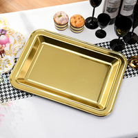 XUELI Plateaux carrés en plastique laminé or Plateaux de service durables pour l'affichage des aliments Banquet Restauration Vente au détail et usage domestique