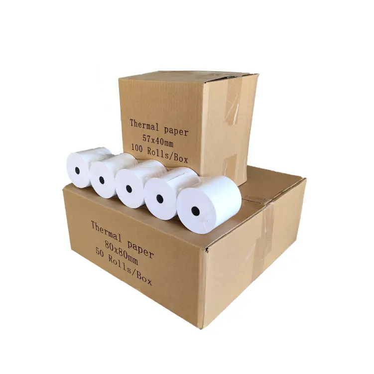 थर्मल कागज 57*40 कैश रजिस्टर पेपर उच्च गुणवत्ता 80*80 पेशेवर निर्माता थर्मल पीओएस पेपर रोल वितरण तेजी से