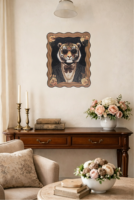 Décoration murale Art Déco moderne avec cadre ondulé, motif Tigre Gentleman, cadre en plastique 40x50cm, plusieurs couleurs, impression manuelle, à suspendre