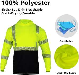 Individuell Gestaltbares Fluoreszierendes Klasse 3 Langarm-Arbeitshemd, Reflektierendes Sicherheitshemd mit Kapuze und Logo - Product Image 5